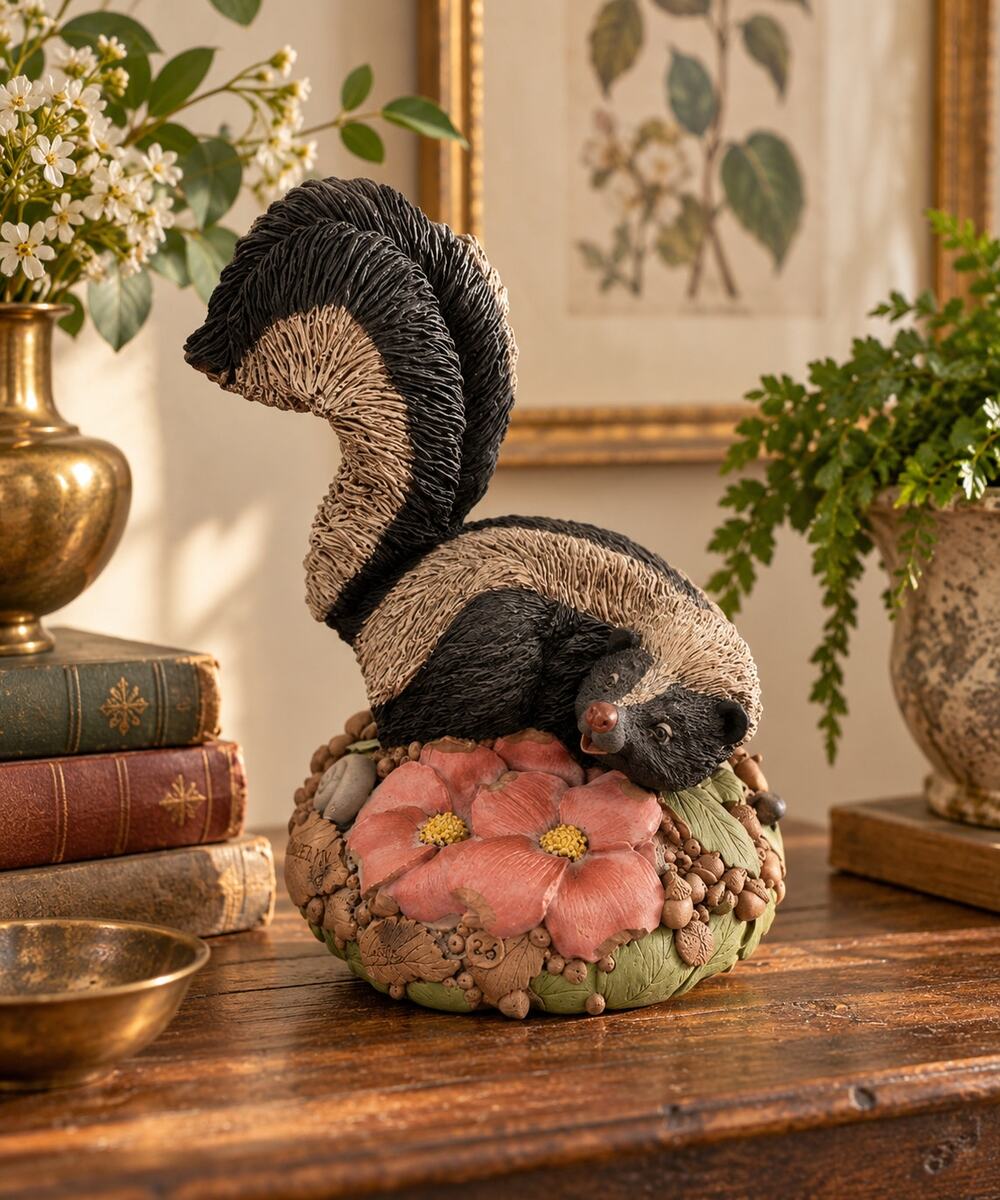 Vintage 1991 Tim Wolfe Madelyn Skunk Figurine #26 Resin Woodland Cottage Decor